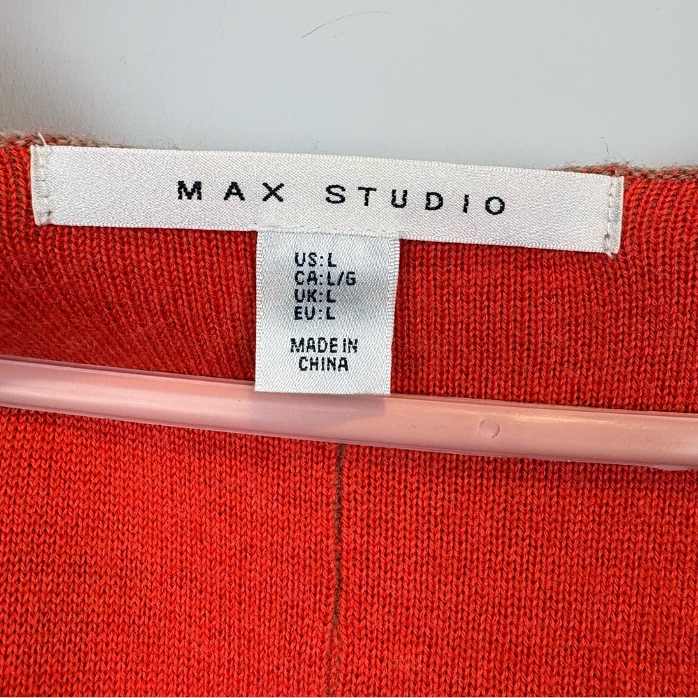 Max Studio Merino Wool Blend Knit Tank Vest – tan & coral | Size L - Picture 6 of 9